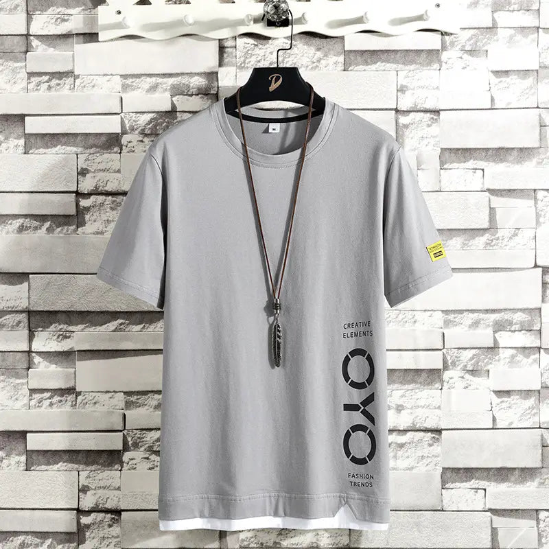 Men's Summer Cotton T-Shirt – Loose Fit Yellow & White Casual Tee