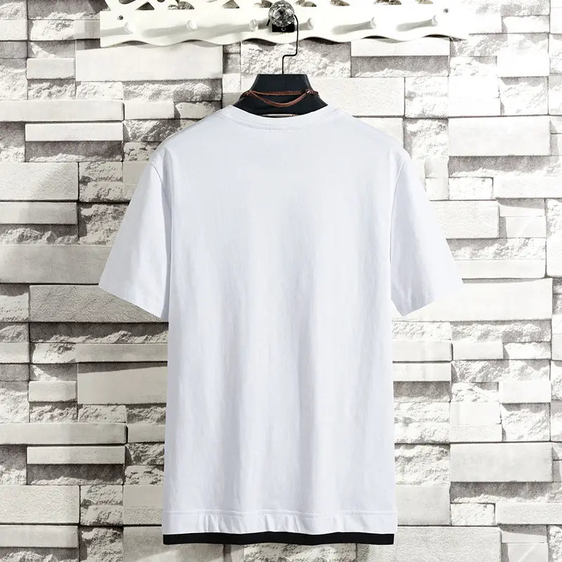 Men's Summer Cotton T-Shirt – Loose Fit Yellow & White Casual Tee