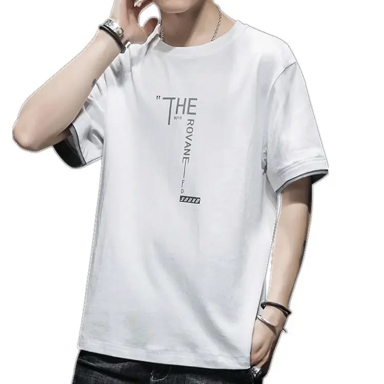 Men's Grey Printed T-Shirt – Premium Cotton Casual Short Sleeve Tee