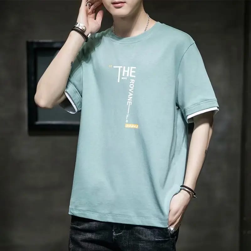 Men's Grey Printed T-Shirt – Premium Cotton Casual Short Sleeve Tee