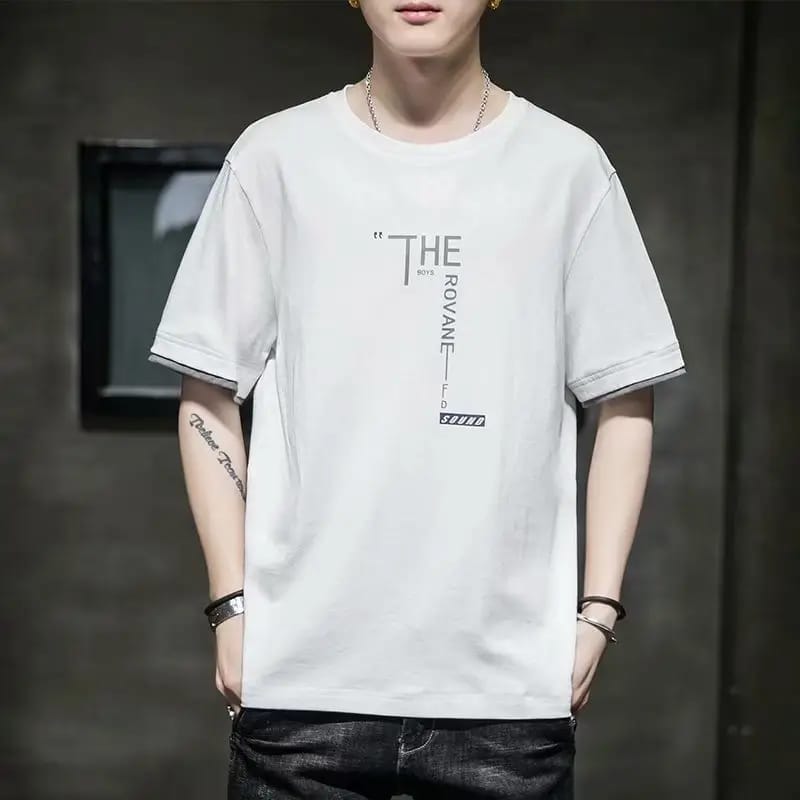 Men's Grey Printed T-Shirt – Premium Cotton Casual Short Sleeve Tee