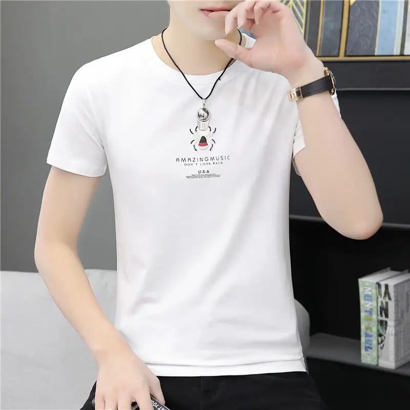 Men's Cotton Round Neck T-Shirt – Grey & Black Premium Casual Wear