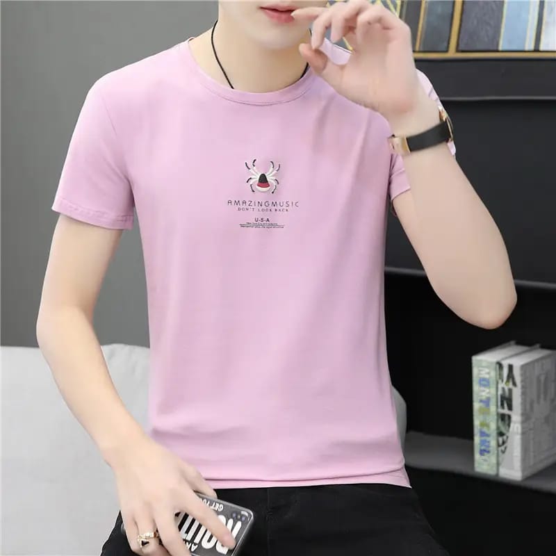 Men's Cotton Round Neck T-Shirt – Grey & Black Premium Casual Wear