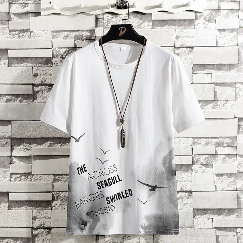 Men's White Printed Cotton T-Shirt | Premium Graphic Tee for Casual Wear
