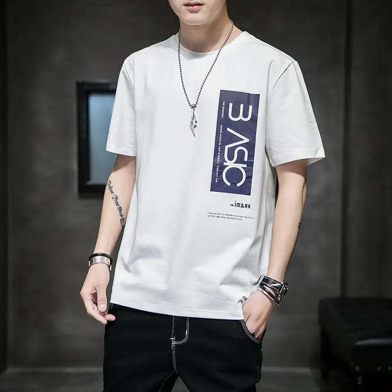 Men's Blue YSO Cotton T-Shirt – Premium Loose Fit Crew Neck Tee